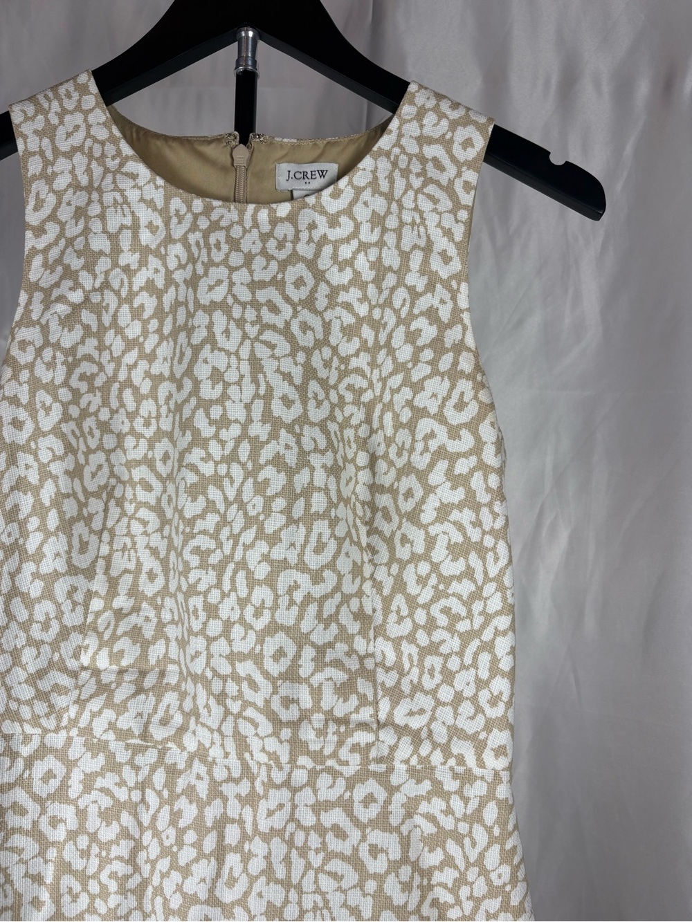 J.Crew Size 0 Beige White Leopard Print Sleeveless Fit & Flare Dress